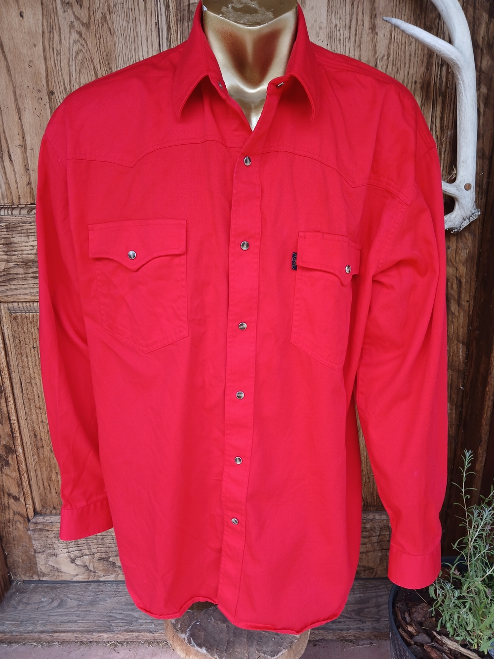 Roper Red Western Snap Up Shirt XL 100% Cotton Long Sleeve Cowboy Work
